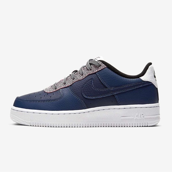 EUC Youth Size 6.5Y Nike Air Force 1 LV8 GS Sneakers Pebble Prints Midnight Navy - Picture 1 of 12